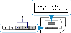 Écran Menu Configuration : Sélection Config. réseau sans fil